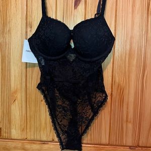 Forever 21 black lace bodysuit SMALL
